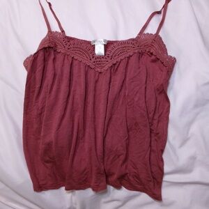 Bozzolo Lace Trim Cami Top - Dusty Rose